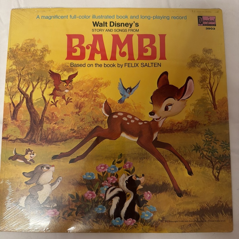 Walt Diney's Factory Sealed Bambi Vinyl Record and Songbook BRAND NEW Disneyland